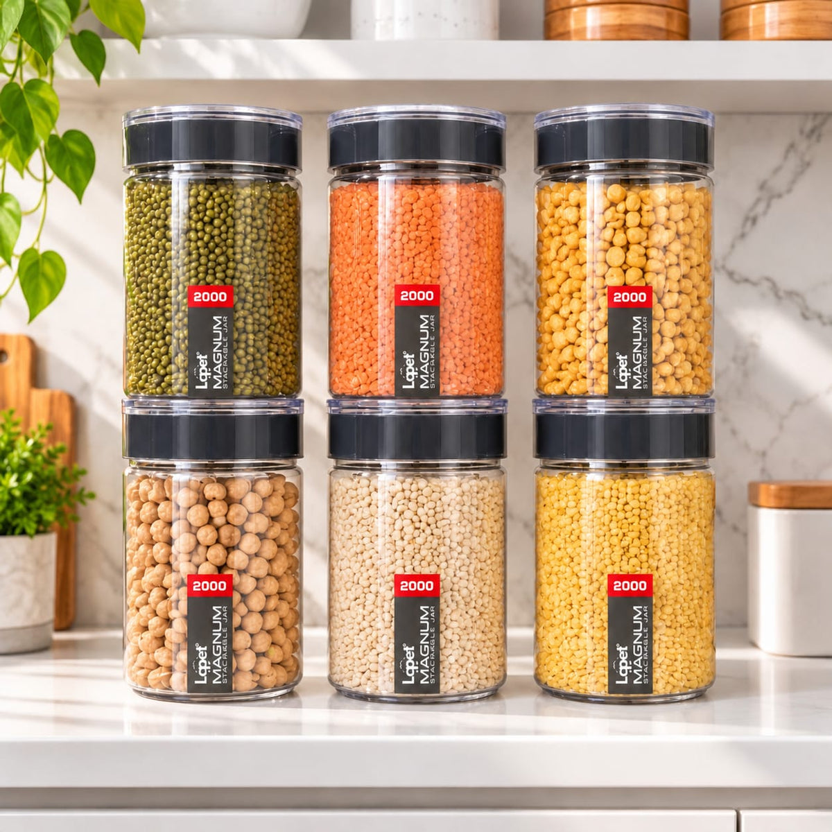 Lapet Magnum 2000 ml Stackable Jar – Premium Airtight Lid for Everyday Freshness