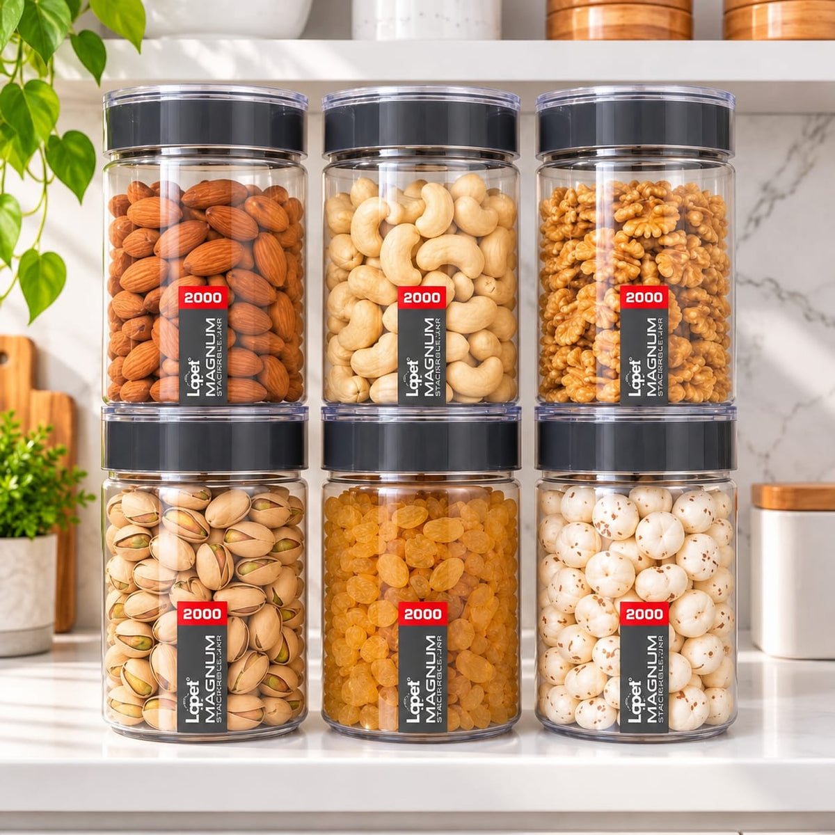 Lapet Magnum 2000 ml Stackable Jar – Premium Airtight Lid for Everyday Freshness