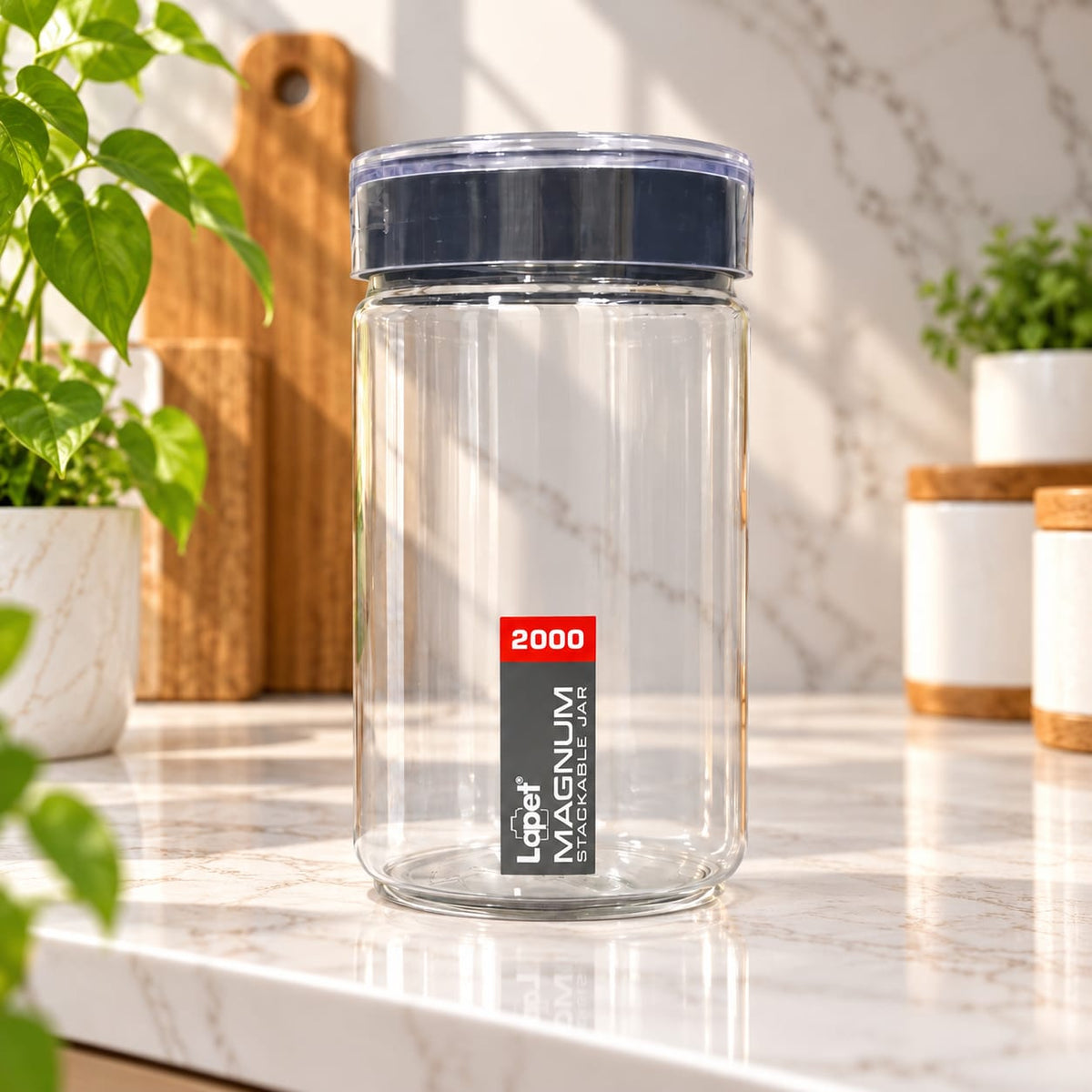 Lapet Magnum 2000 ml Stackable Jar – Premium Airtight Lid for Everyday Freshness