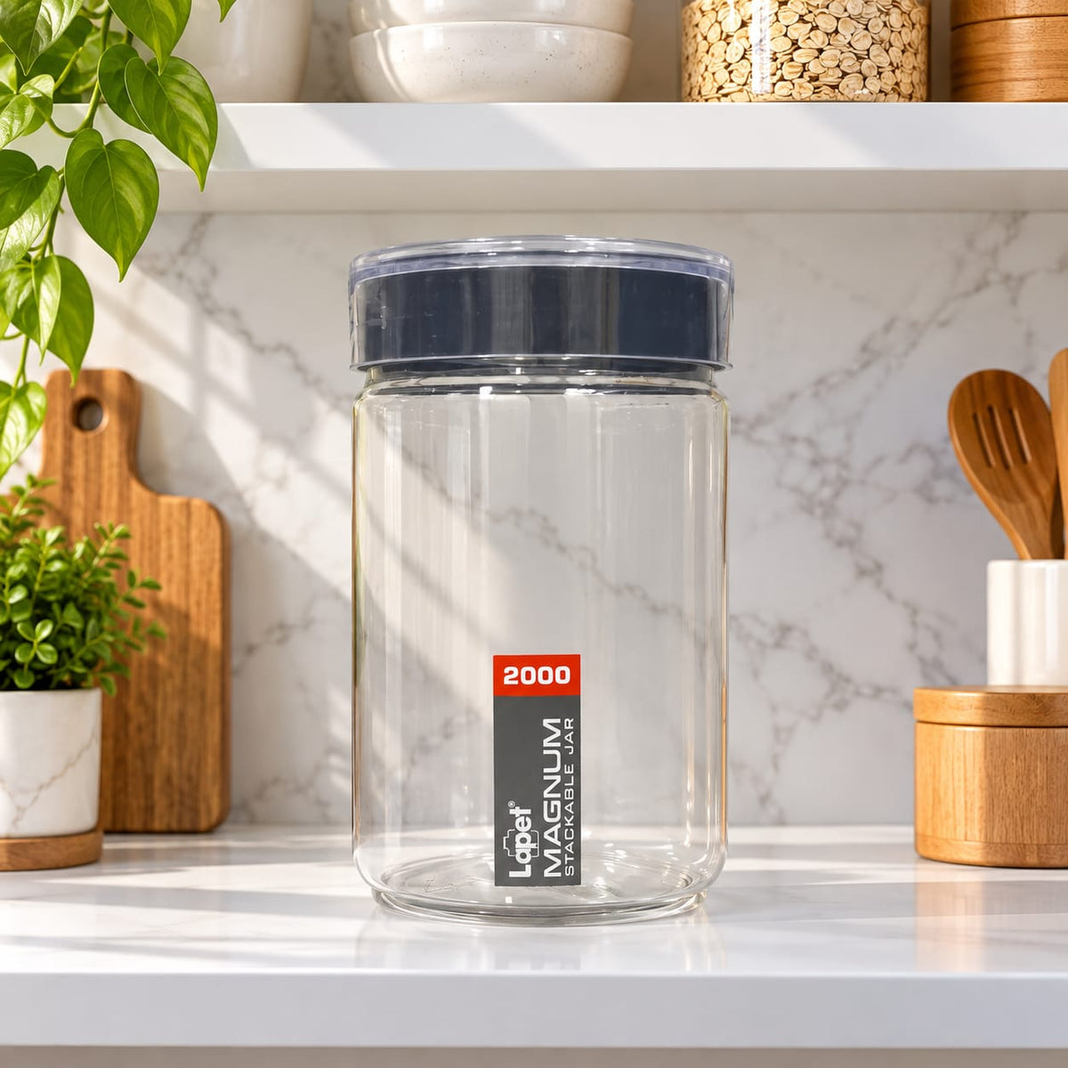 Lapet Magnum 2000 ml Stackable Jar – Premium Airtight Lid for Everyday Freshness