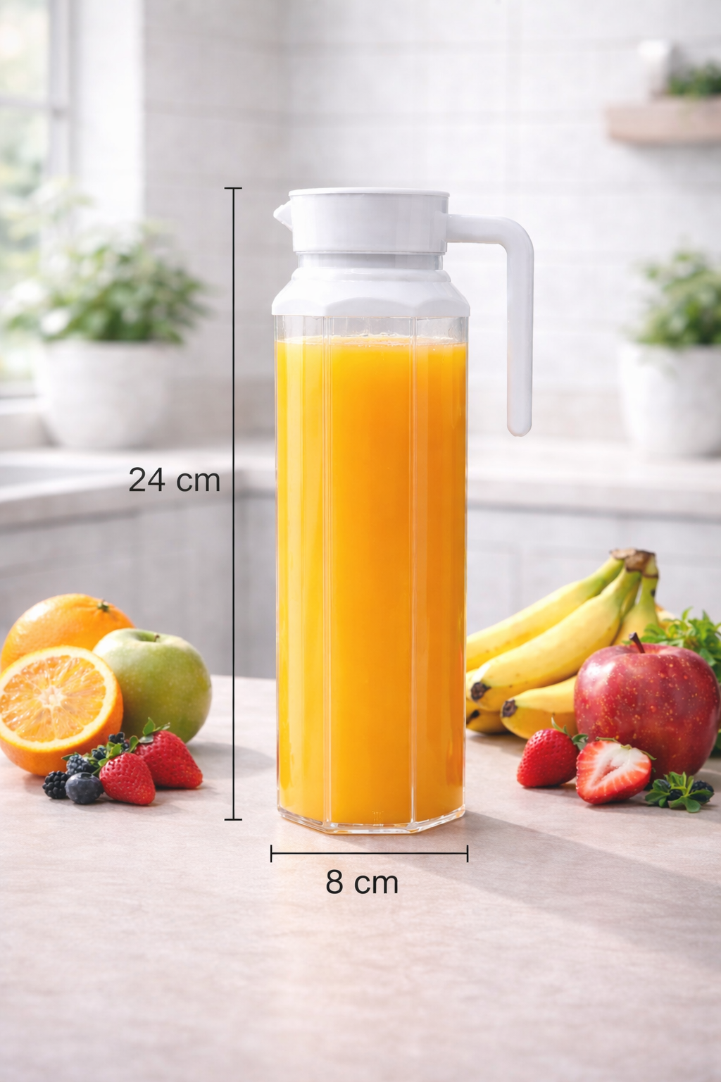 Premium Transparent Juice & Water Jug with Easy-Pour Lid | Refrigerator Safe