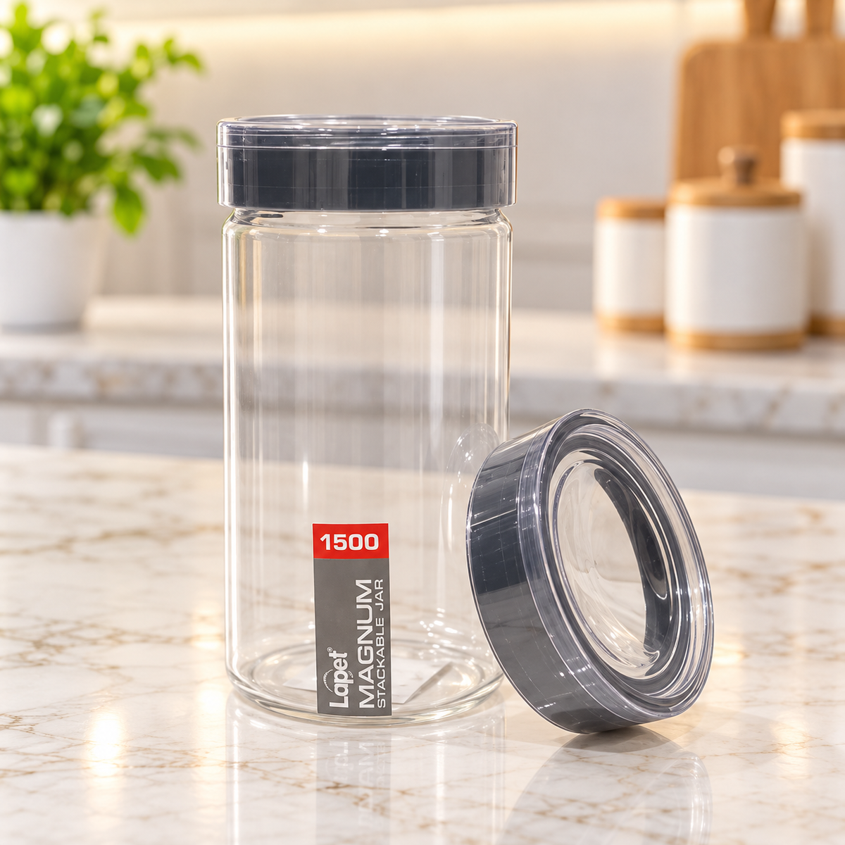 Lapet Magnum 1500 ml Stackable Jar – Premium Airtight Lid for Everyday Freshness
